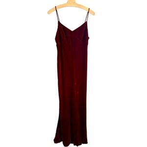 90s Vintage Ralph Lauren Silk Velvet Gown Burgundy Bias Cut Size 10 Fits Small